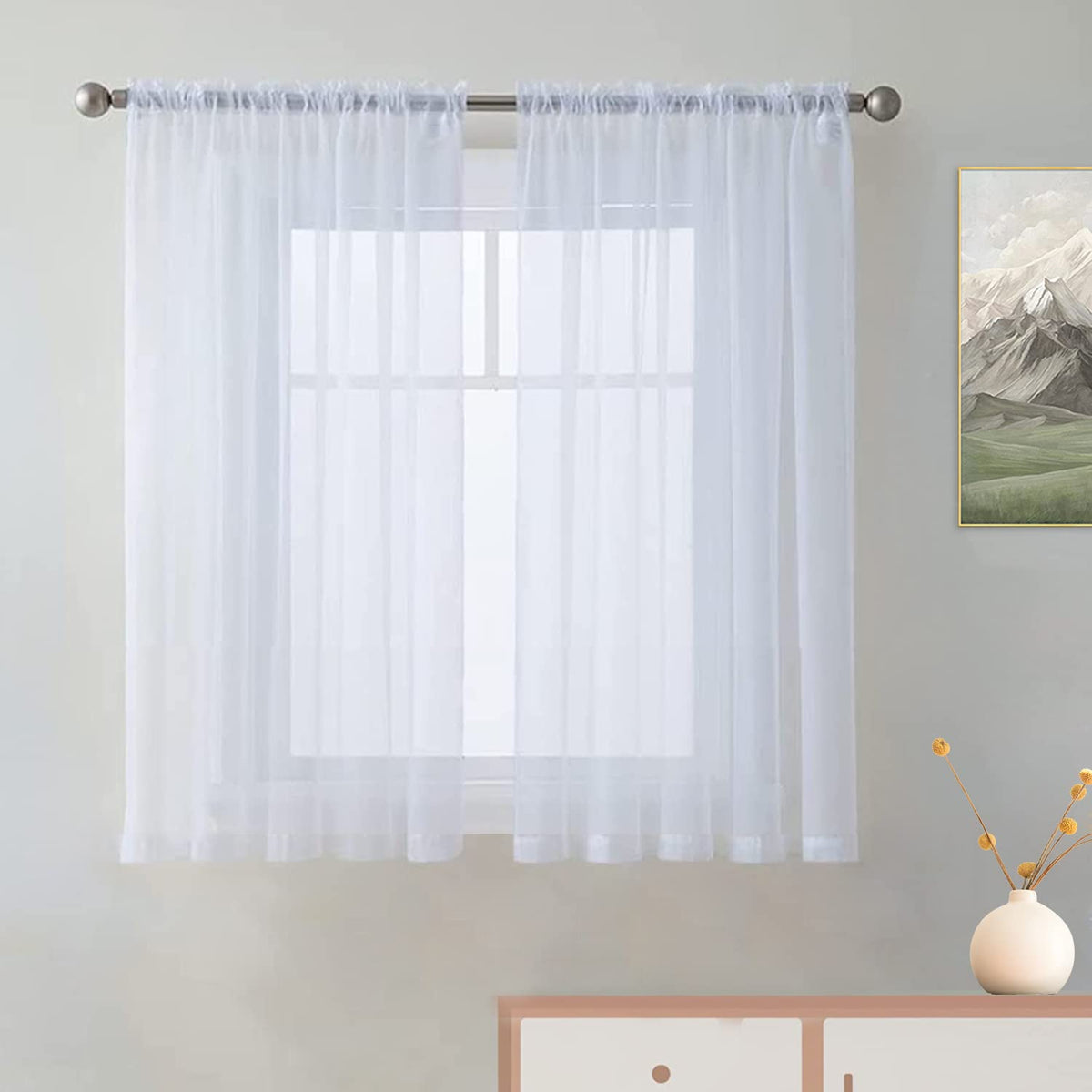 SpaceDresser Sheer Voile Curtains for Living Room 84 Inch Long 2 Panels