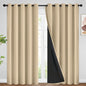 SimpleHome Cream 100% Blackout Curtains Room Darkening Living Room 84 Inch