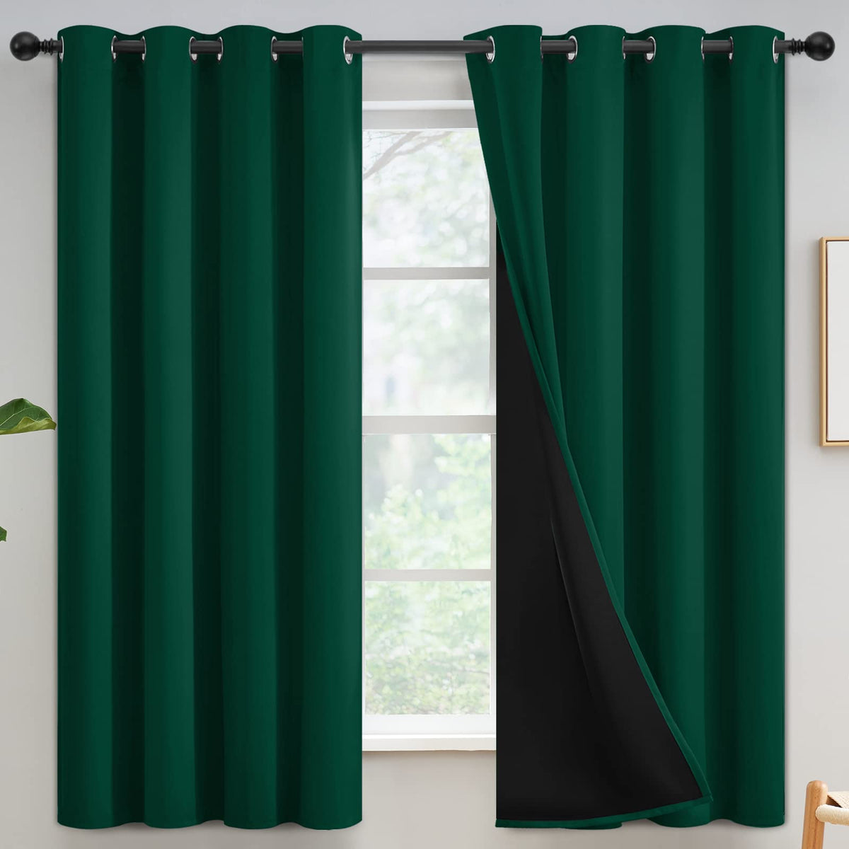 Yakamok Emerald Green Blackout Curtains 84 inches for Living Room, 52" Wide