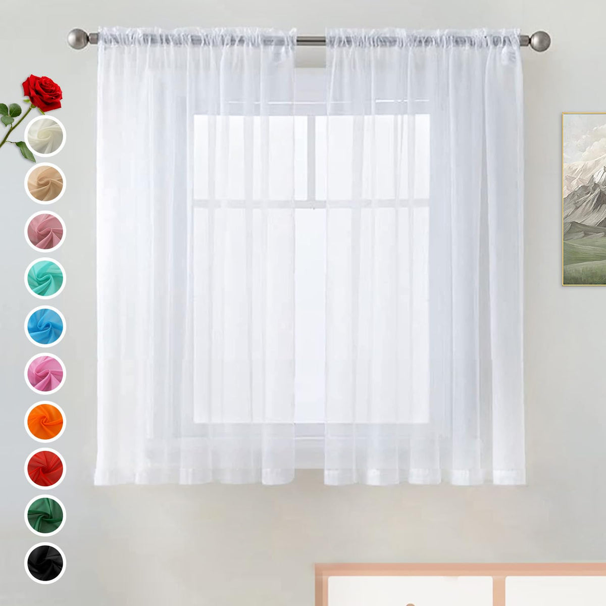 SpaceDresser Sheer Voile Curtains for Living Room 84 Inch Long 2 Panels