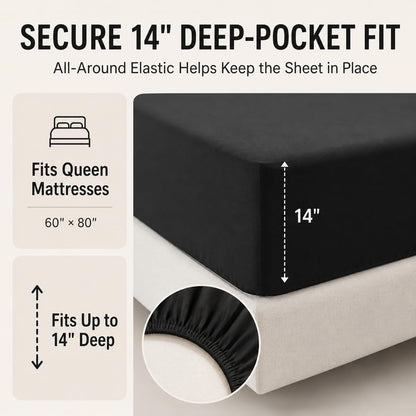 CozyLux Queen Comforter Set Black - 7 Pieces Bed in a Bag