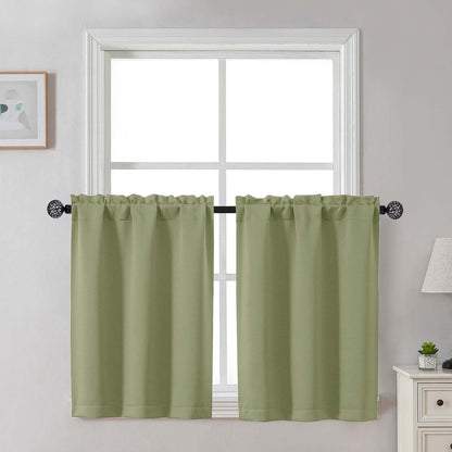 Gwine Black Tier Curtains 24 Inch Long 2 Panels for Kitchen
