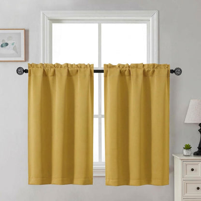 Gwine Black Tier Curtains 24 Inch Long 2 Panels for Kitchen