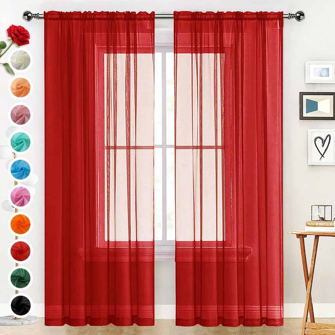 SpaceDresser Sheer Voile Curtains for Living Room 84 Inch Long 2 Panels