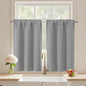 Black Cafe Curtains 24 Inch Length, Light Blocking Short Kitchen Window Curtains Over Sink, Half Window Blackout Drapes Tier Rod Pocket for Bathroom Basement Cabinet, 2x30Wx24L Inches