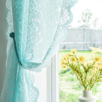 ALIGOGO Short White Lace Kitchen Curtains 36 Length 2 Panels W26 x L36 Inch