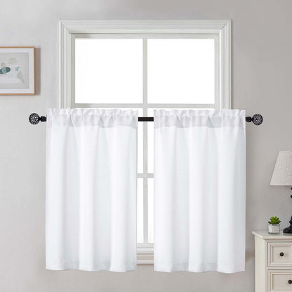 Gwine Black Tier Curtains 24 Inch Long 2 Panels for Kitchen