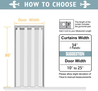 ChrisDowa Blackout Curtains Door Curtain for Doorway Privacy Closet Drapes