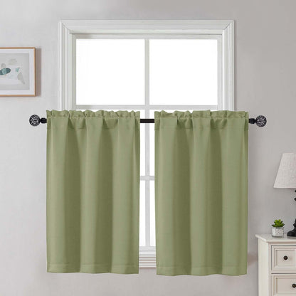 Gwine Black Tier Curtains 24 Inch Long 2 Panels for Kitchen