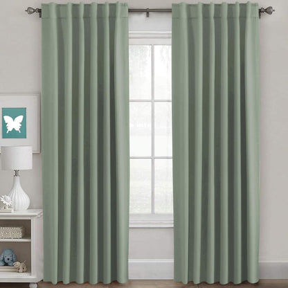 H.VERSAILTEX Blackout Curtains Thermal Insulated Window Treatment Panels Room Darkening Blackout Drapes for Living Room Back Tab/Rod Pocket Bedroom Draperies, 52 x 84 Inch, Light Sage, 2 Panels
