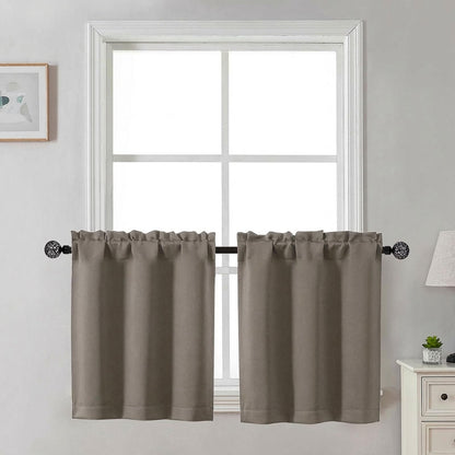 Gwine Black Tier Curtains 24 Inch Long 2 Panels for Kitchen