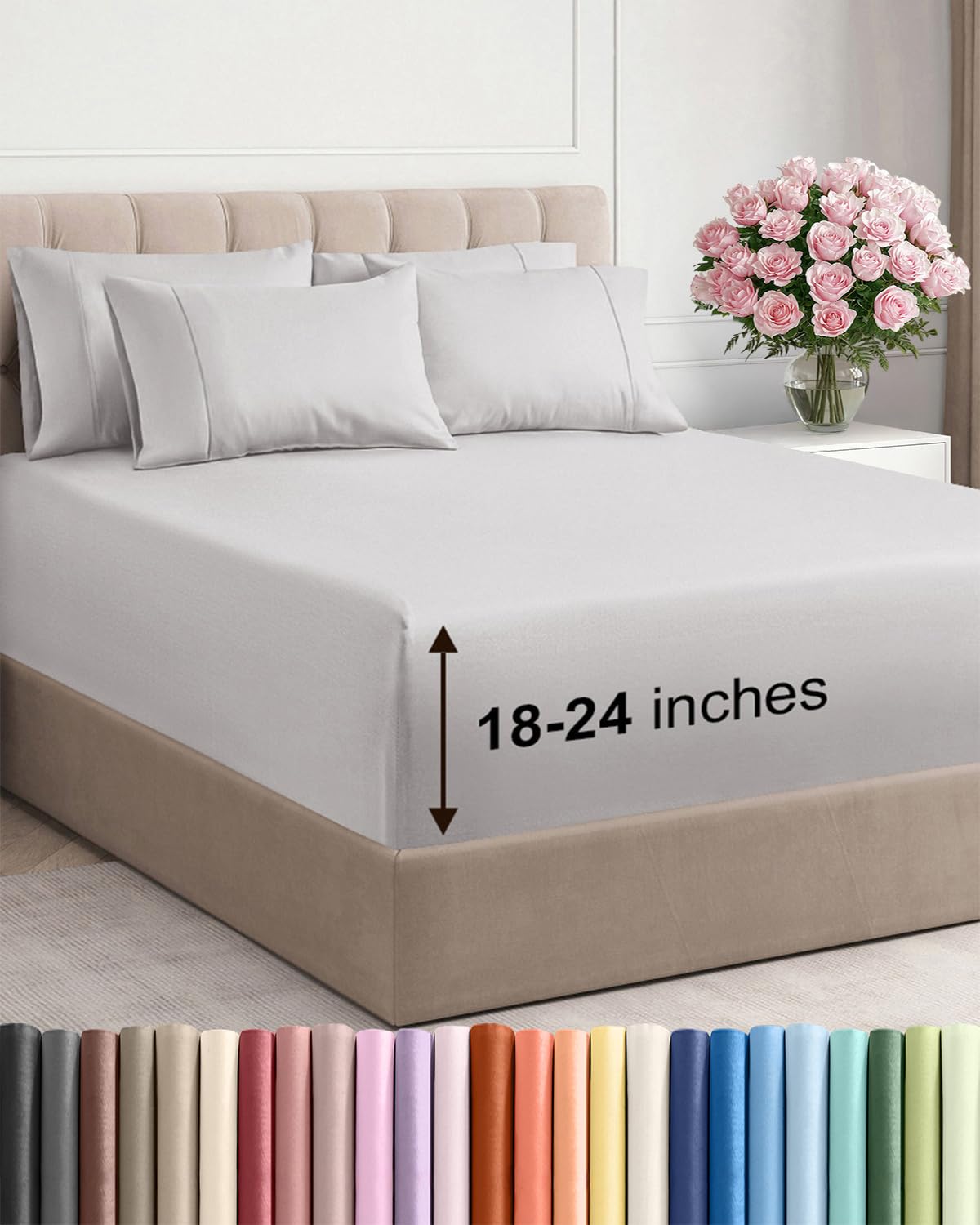 CGK Extra Deep King Sheet Set - 6pc Cooling Sheets - White