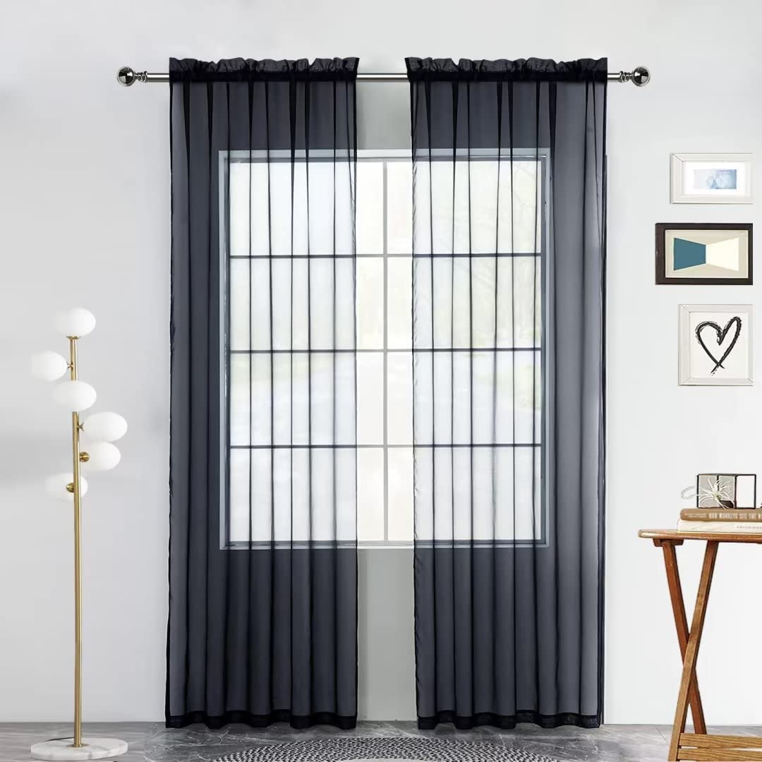 SpaceDresser Sheer Voile Curtains for Living Room 84 Inch Long 2 Panels