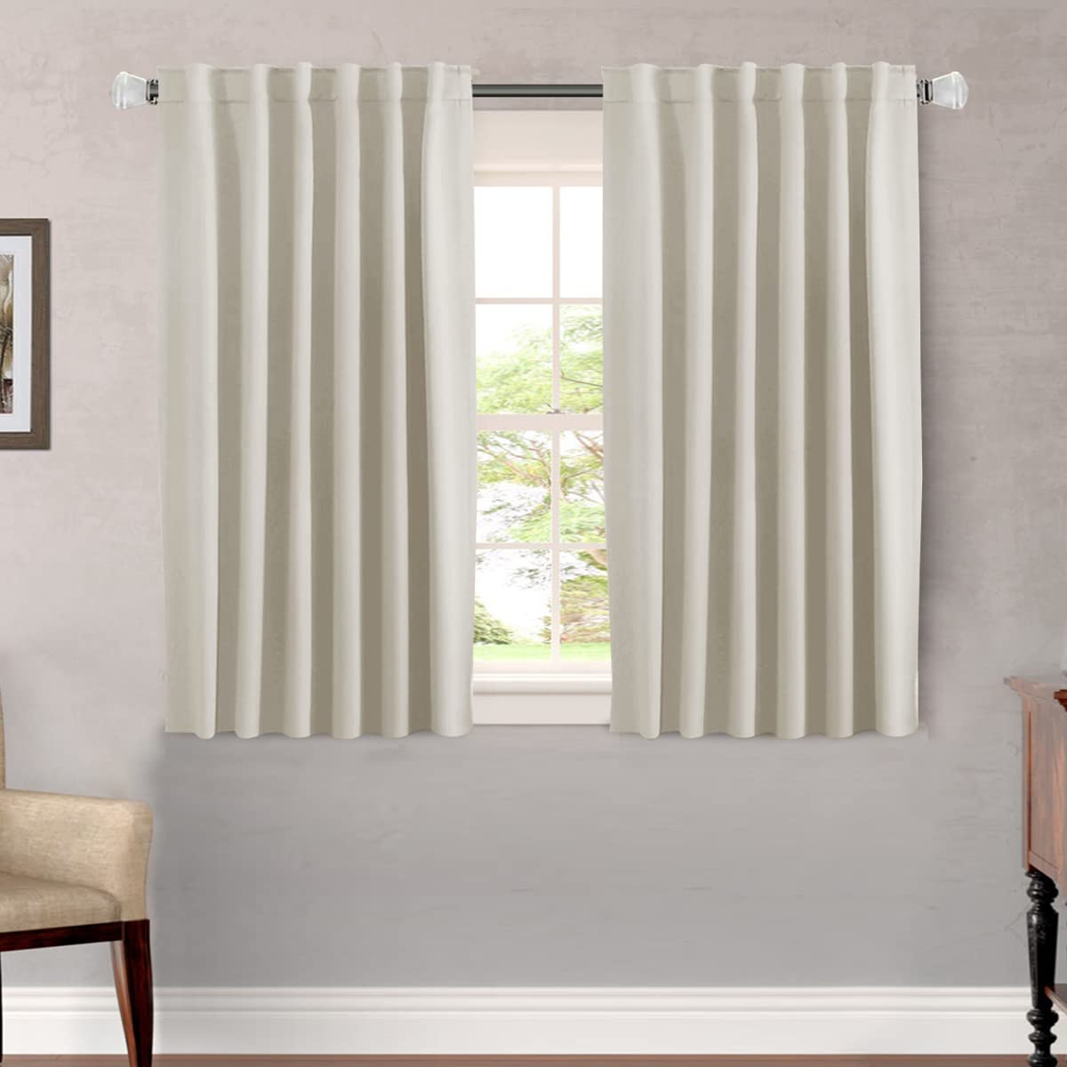 H.VERSAILTEX Blackout Curtains Thermal Insulated Window Treatment Panels Room Darkening Blackout Drapes for Living Room Back Tab/Rod Pocket Bedroom Draperies, 52 x 84 Inch, Light Sage, 2 Panels