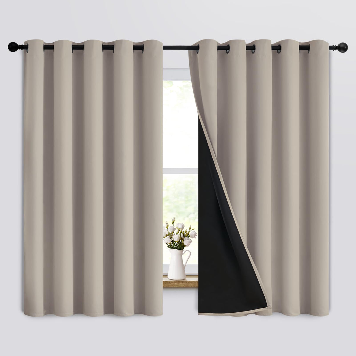 Yakamok Emerald Green Blackout Curtains 84 inches for Living Room, 52" Wide