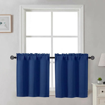 Gwine Black Tier Curtains 24 Inch Long 2 Panels for Kitchen