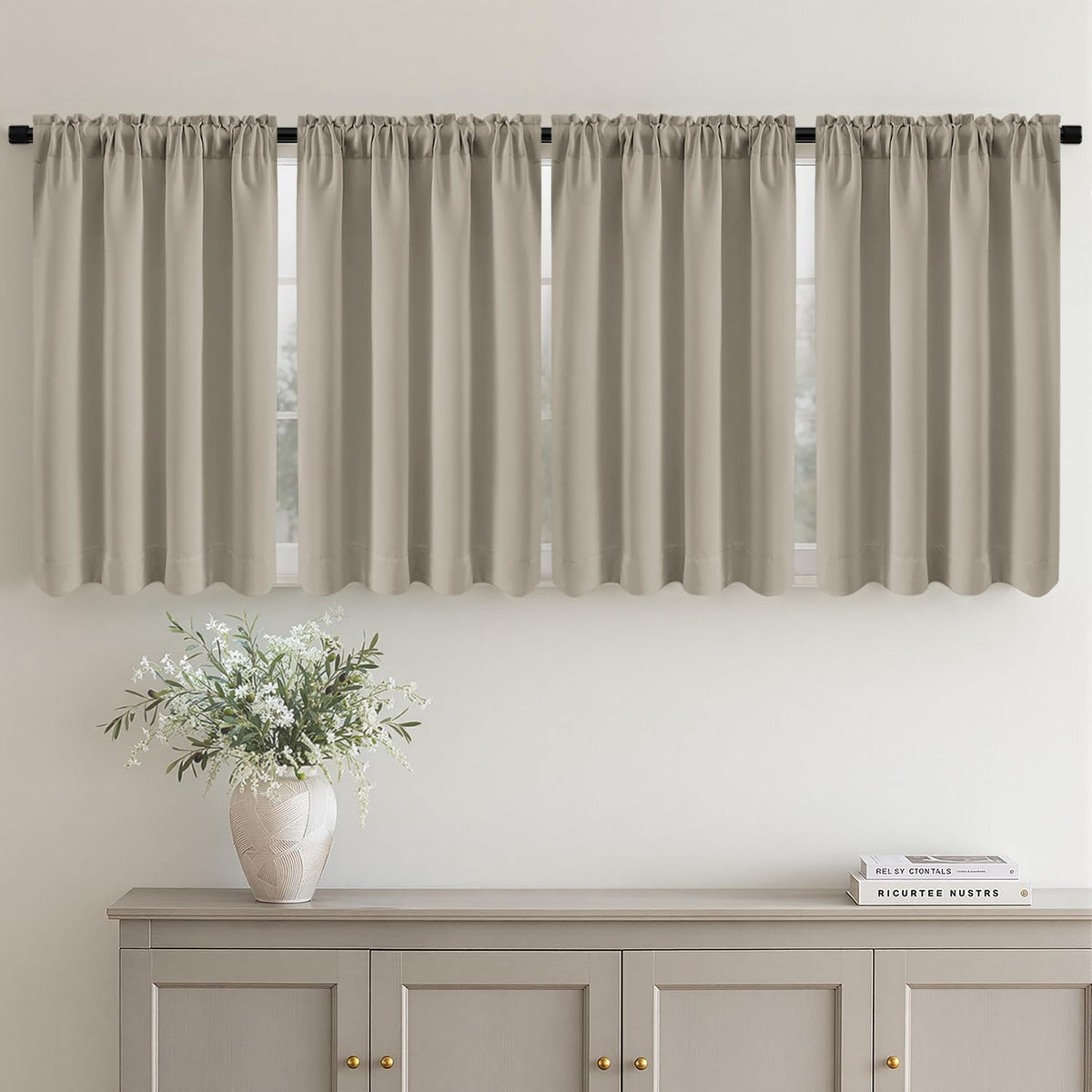 MIULEE Black Blackout Curtains 63 Inch Length for Bedroom Set of 4 Panels