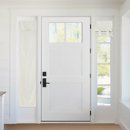 RYB HOME Blackout French Door Curtain, No Drill, W26 x L69, Black, 1 Panel