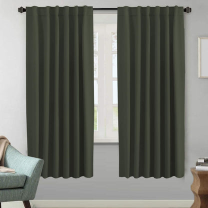 H.VERSAILTEX Blackout Curtains Thermal Insulated Window Treatment Panels Room Darkening Blackout Drapes for Living Room Back Tab/Rod Pocket Bedroom Draperies, 52 x 84 Inch, Light Sage, 2 Panels