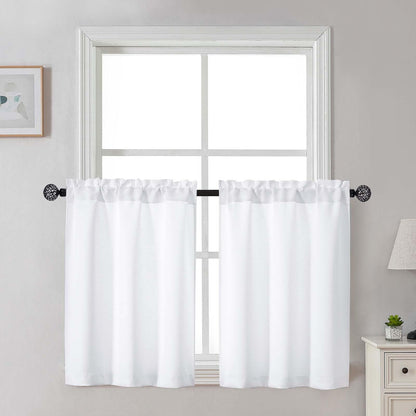 Gwine Black Tier Curtains 24 Inch Long 2 Panels for Kitchen