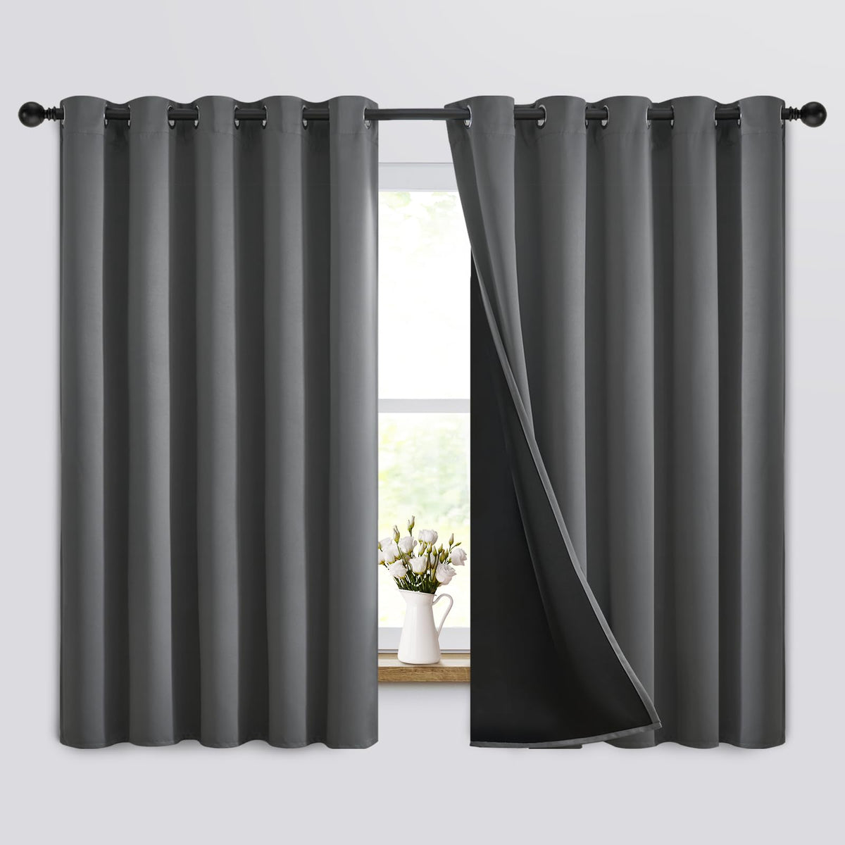 Yakamok Emerald Green Blackout Curtains 84 inches for Living Room, 52" Wide