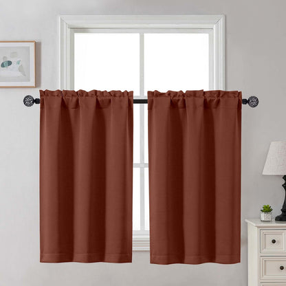 Gwine Black Tier Curtains 24 Inch Long 2 Panels for Kitchen