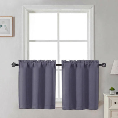 Gwine Black Tier Curtains 24 Inch Long 2 Panels for Kitchen