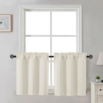 Gwine Black Tier Curtains 24 Inch Long 2 Panels for Kitchen