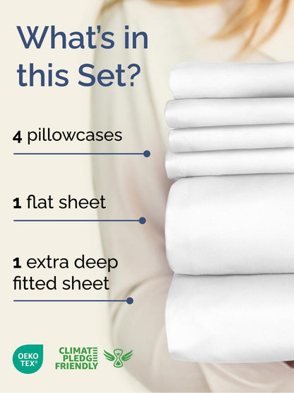 CGK Extra Deep King Sheet Set - 6pc Cooling Sheets - White