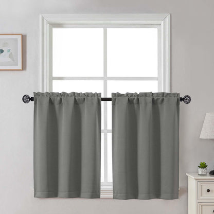 Gwine Black Tier Curtains 24 Inch Long 2 Panels for Kitchen