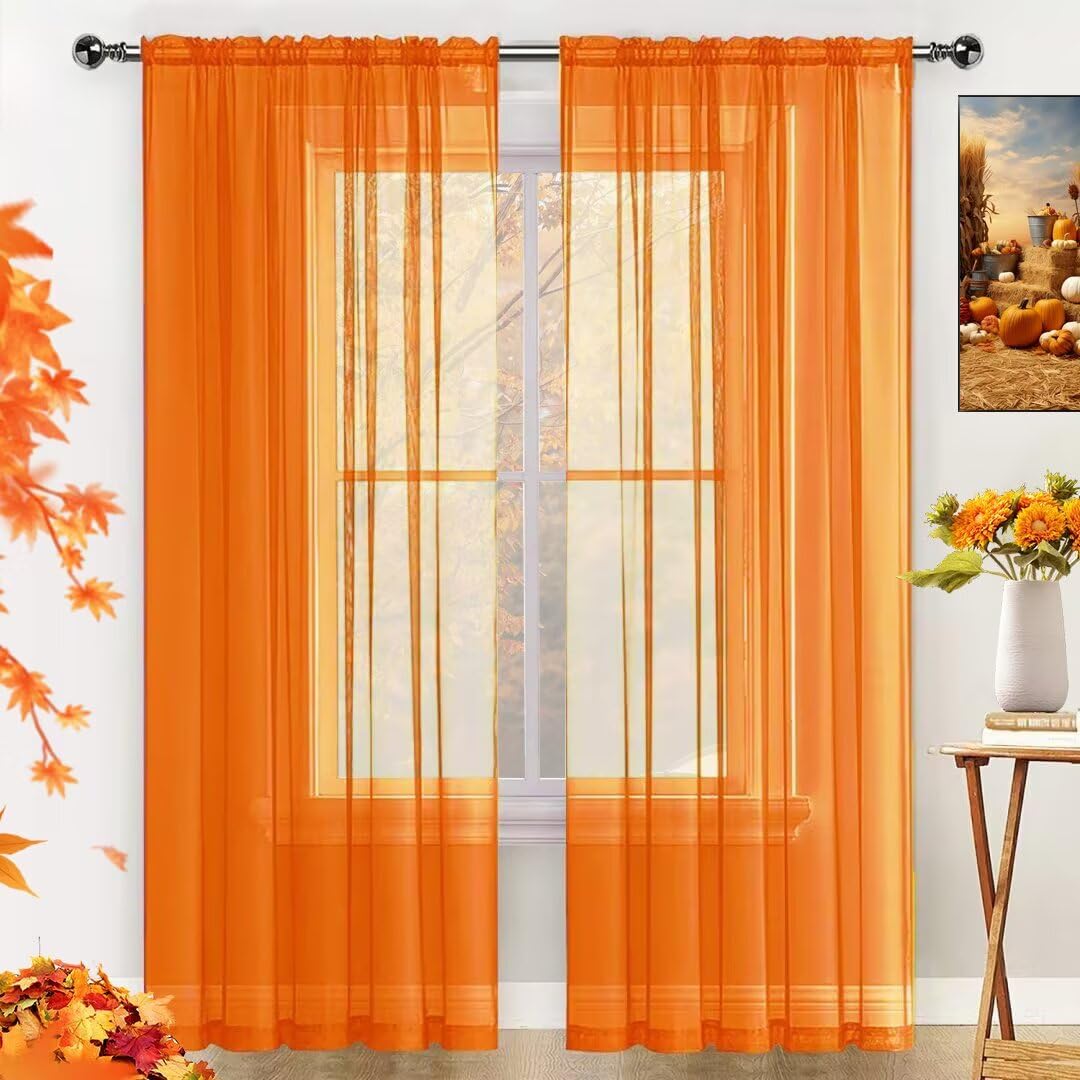 SpaceDresser Sheer Voile Curtains for Living Room 84 Inch Long 2 Panels