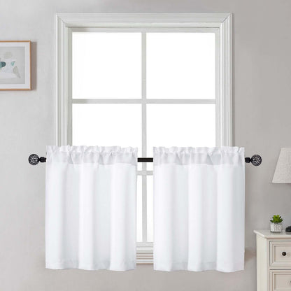Gwine Black Tier Curtains 24 Inch Long 2 Panels for Kitchen