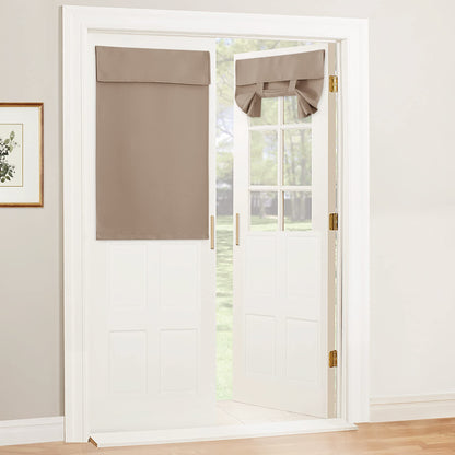 RYB HOME Blackout French Door Curtain, No Drill, W26 x L69, Black, 1 Panel