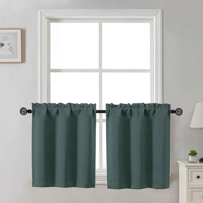 Gwine Black Tier Curtains 24 Inch Long 2 Panels for Kitchen