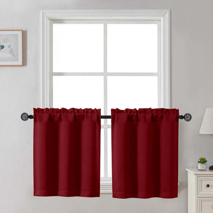 Gwine Black Tier Curtains 24 Inch Long 2 Panels for Kitchen