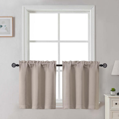Gwine Black Tier Curtains 24 Inch Long 2 Panels for Kitchen