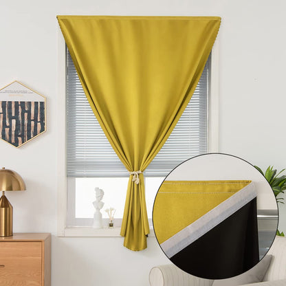 Autohesion Curtains for Windows,Bedroom Blackout Curtains for - Thermal Lnsulated No Drill Curtains Room Darkening Black Small Drapes, JILRON,(1 Panels,35Wx48L inch-Black)