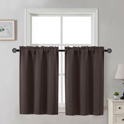 Gwine Black Tier Curtains 24 Inch Long 2 Panels for Kitchen