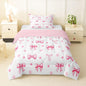 Erosebridal Cute Pink Bow Twin Bedding Set for Girls,Ribbon Bow Knot Comforter Set for Kids Kawaii Room Decor,Princess Bowknot Bed Set Girly Pink Bows Bedding Comforter Sets,1 Pillowcase