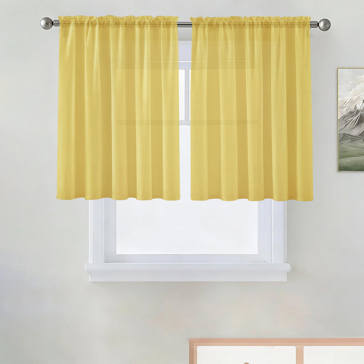 SpaceDresser Sheer Voile Curtains for Living Room 84 Inch Long 2 Panels