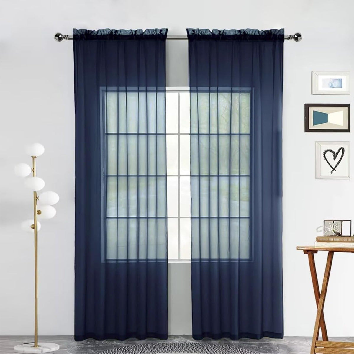 SpaceDresser Sheer Voile Curtains for Living Room 84 Inch Long 2 Panels