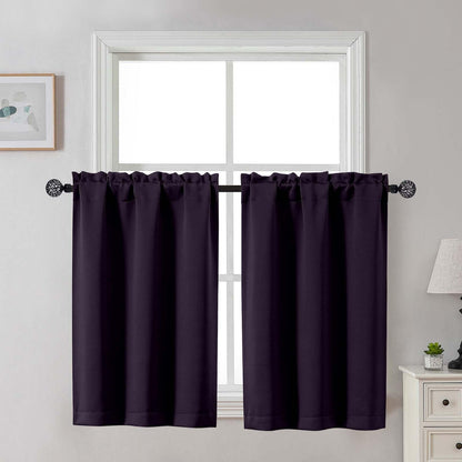 Gwine Black Tier Curtains 24 Inch Long 2 Panels for Kitchen