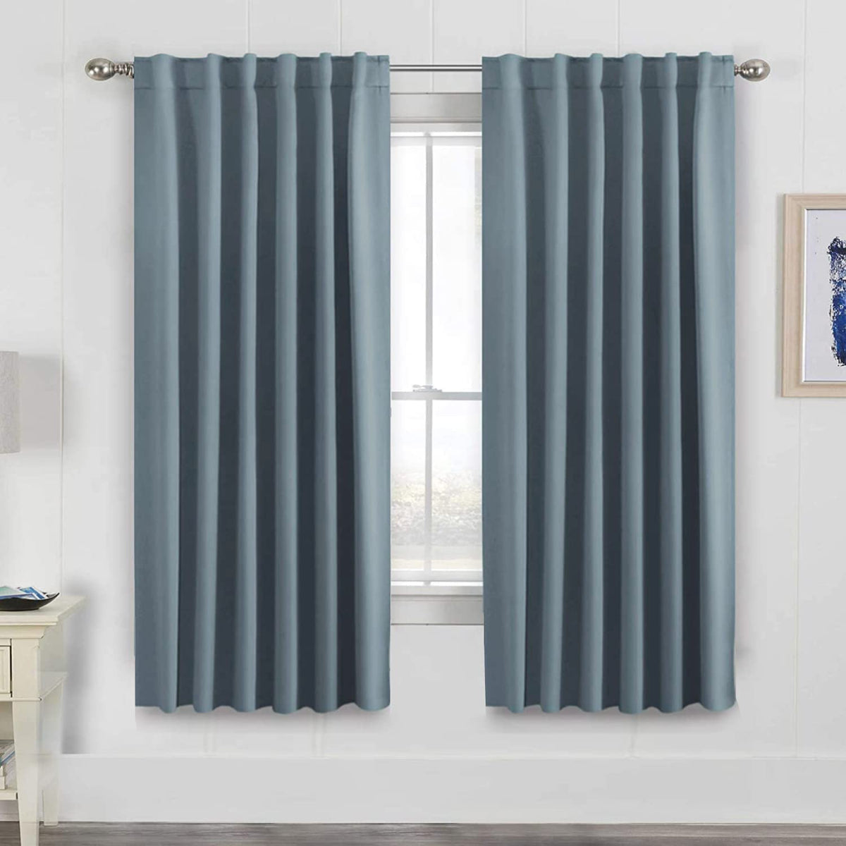 H.VERSAILTEX Blackout Curtains Thermal Insulated Window Treatment Panels Room Darkening Blackout Drapes for Living Room Back Tab/Rod Pocket Bedroom Draperies, 52 x 84 Inch, Light Sage, 2 Panels