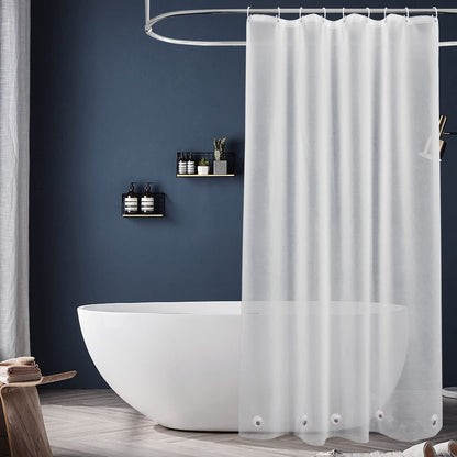 EurCross Clear Shower Curtain Liner Short Length 68 inches with 5 Magnets, Waterproof PVC-Free 9G Heavy Duty PEVA Shorter Transparent Shower Curtain 72 x 68 inch Without Hooks