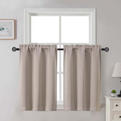 Gwine Black Tier Curtains 24 Inch Long 2 Panels for Kitchen