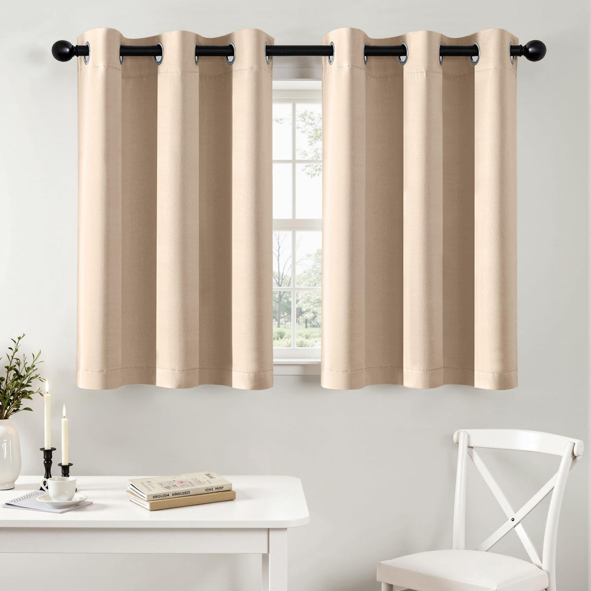 MIULEE Blackout Curtains for Bedroom 2 Panels 40 x 63 Inch Long Black
