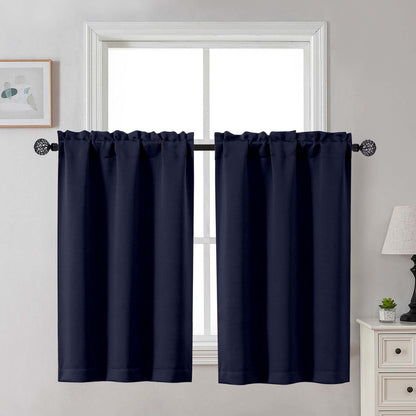 Gwine Black Tier Curtains 24 Inch Long 2 Panels for Kitchen