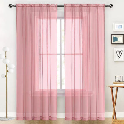 SpaceDresser Sheer Voile Curtains for Living Room 84 Inch Long 2 Panels