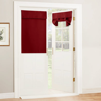 RYB HOME Blackout French Door Curtain, No Drill, W26 x L69, Black, 1 Panel