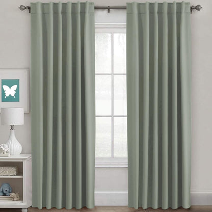 H.VERSAILTEX Blackout Curtains Thermal Insulated Window Treatment Panels Room Darkening Blackout Drapes for Living Room Back Tab/Rod Pocket Bedroom Draperies, 52 x 84 Inch, Light Sage, 2 Panels